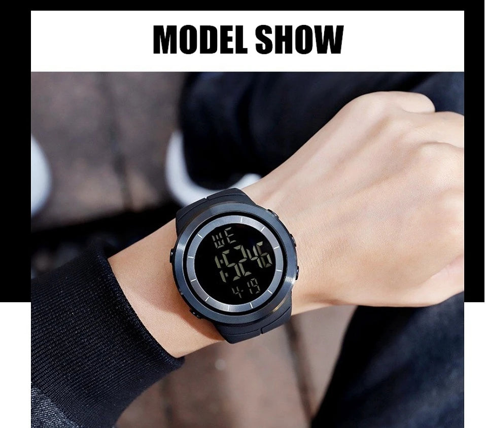 Mens Sports Watch 50m Waterproof Military Led Display Fashion Silicone Bracelet Men Wristwatches Multifunctional Alarm Clock - Uknowucme