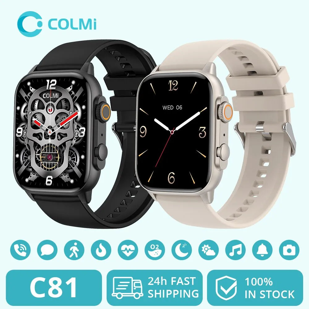 COLMI C81 2.0 Inch AMOLED Smartwatch Support AOD 100 Sports Modes IP68 Waterproof Smart Watch Men Women PK Ultra Series 8 - Uknowucme