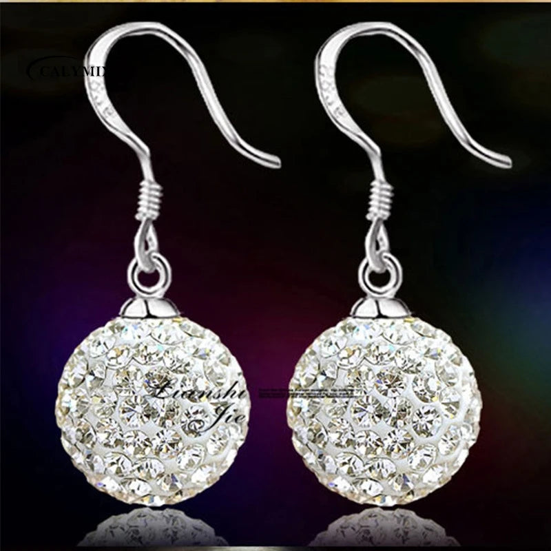 NEW S925 Sterling Silver Color Simple Round Bling CZ Zircon Stone Stud Earrings Fashion Jewelry Korean Earrings for Women Girl - Uknowucme