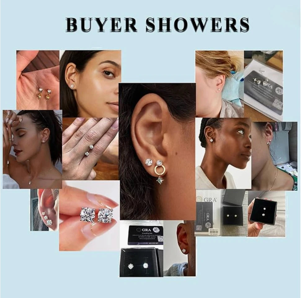 Moissanite Diamond Stud Earrings, 0.07ct D Color VVS1, Hypoallergenic 925 Silver, GRA Certified Luxury Gifts - Uknowucme