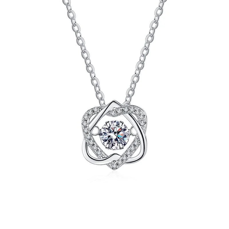 Moissanite Necklace For Women 100% Sterling S925 Silver With White Gold Plated Lab Diamond Jewelry Wedding Pendant with O-chain - Uknowucme