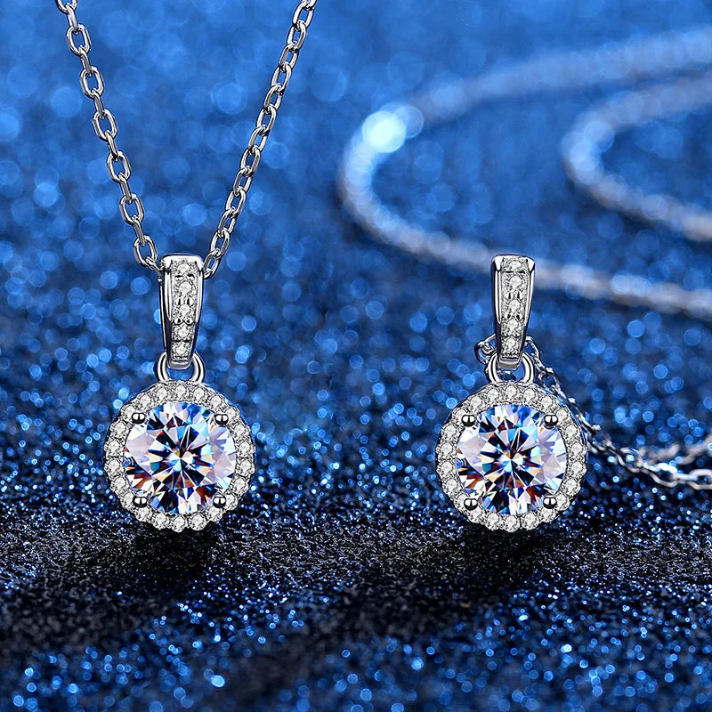925 Sterling Silver Necklace Pendant 100% Real Moissanite For Women Fashion Clavicle Chain Necklaces Wedding Party Jewelry Gift - Uknowucme
