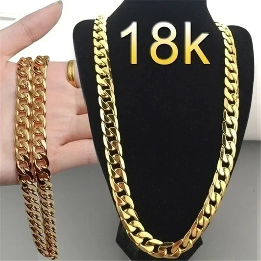 Special offer 18K gold Necklaces 925 Stamp Silver color Classic 8MM sideways chain for Men woman fine Jewelrys Wedding party - Uknowucme
