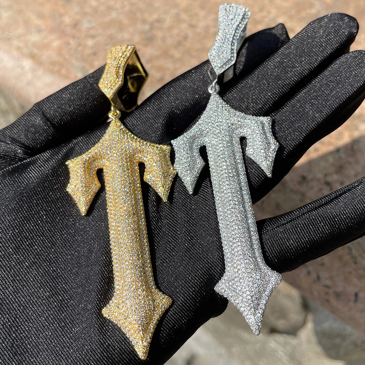 Bubble Letter Iced Out Pendant Prong Setting Trap Rapper Star Necklace for Men Real Gold Plated Solid Back Rock Street Jewelry - Uknowucme