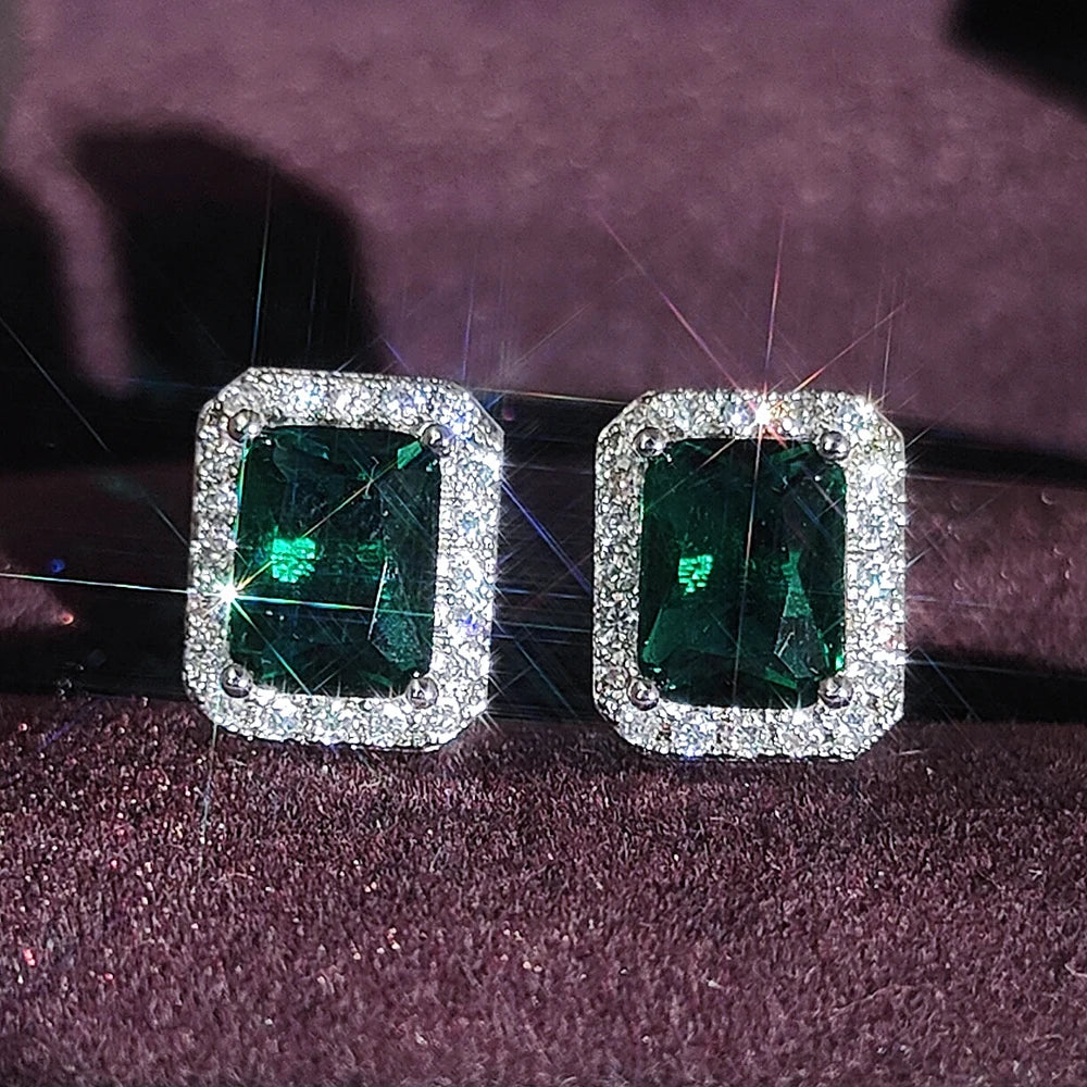 2024 New Luxury Princess Green Color Earring for Women Anniversary Gift Jewelry Wholesale Moonso E6049 - Uknowucme