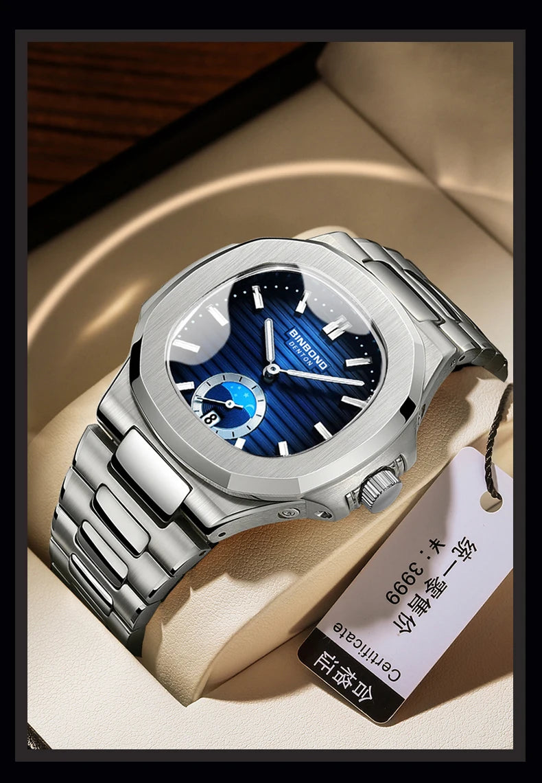 BINBOND Luxury Men Wristwatch Business Waterproof Luminous Date Man Watch Stainless Steel Men's Quartz Watches Relogio Masculino - Uknowucme