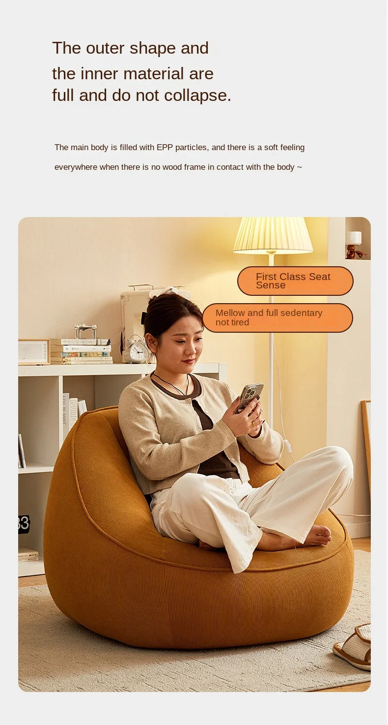 X&D Bean Bag Lazy Corduroy Comfortable Sofa Single Bed Tatami Bedroom Balcony Casual Lightweight Small Sofa Living Room 2024 New - Uknowucme