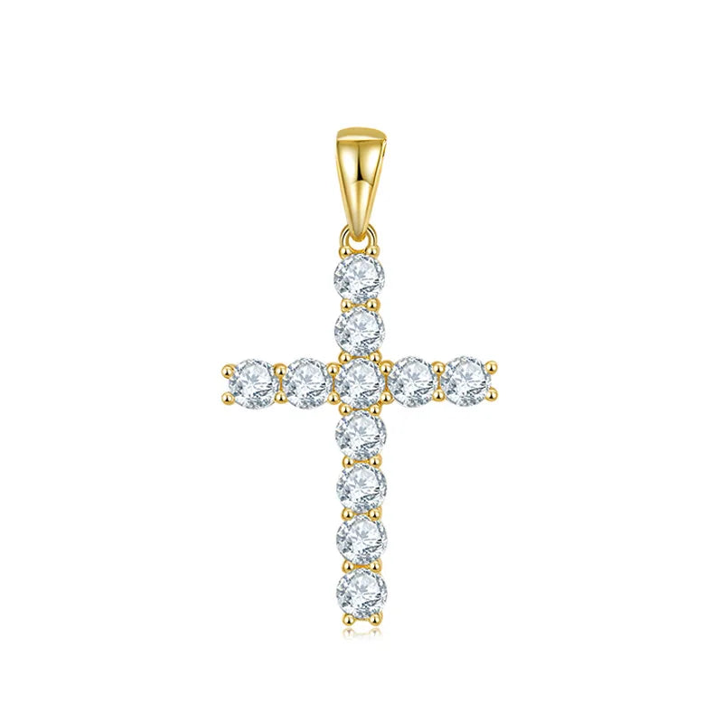 YinZheng Moissanite Jewelry 925 Sterling Silver Cross Pendant D VVS Diamond Moissanite Cross Pendant Hip Hop & Rock Religious - Uknowucme