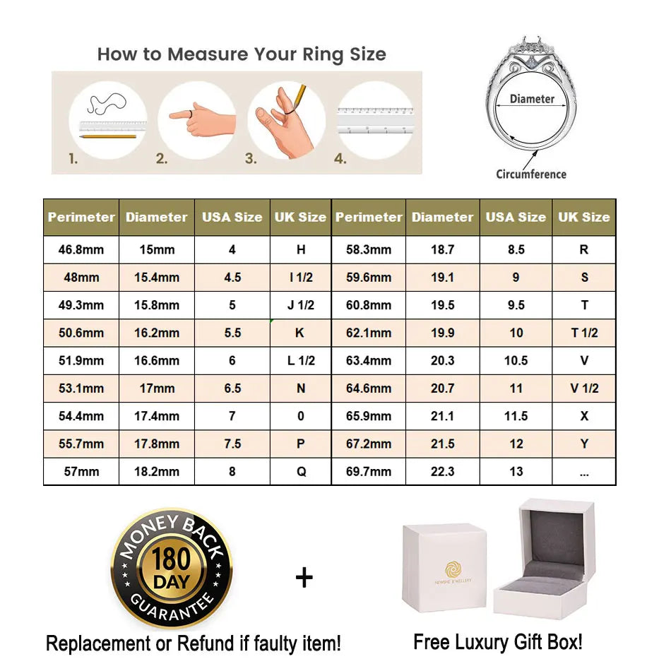 Newshe 2 Pcs Wedding Ring Set 925 Sterling Silver Yellow Gold Simulated Diamond CZ Engagement Rings for Women Luxury Jewelry