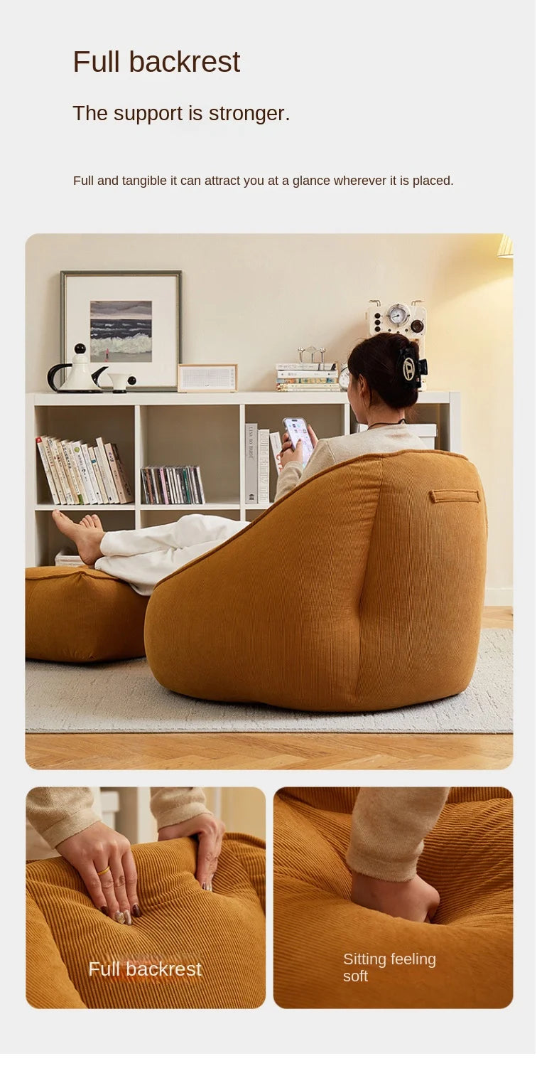 X&D Bean Bag Lazy Corduroy Comfortable Sofa Single Bed Tatami Bedroom Balcony Casual Lightweight Small Sofa Living Room 2024 New - Uknowucme