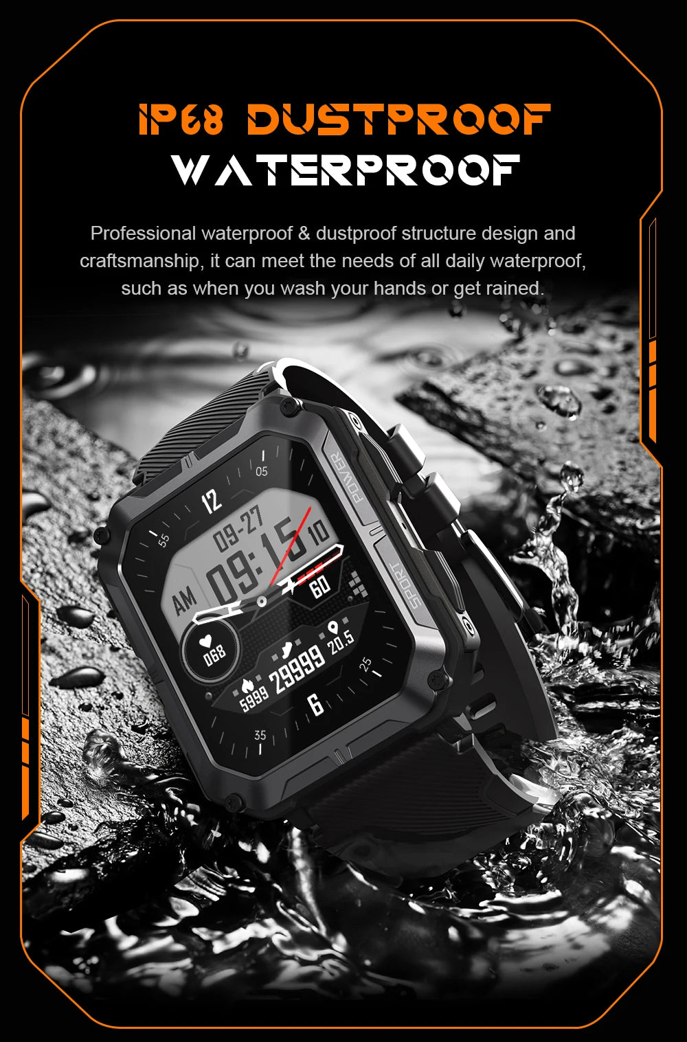 CUBOT C20 Pro SmartWatch 1.83-inch IP68 Waterproof Sport Watch for Men Heart Rate Fitness Tracker 24H Health Monitor Phone Call - Uknowucme