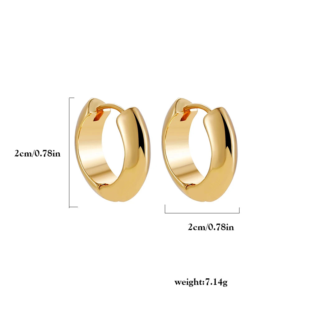 Minimalist Gold Plated Twisted Figaro Circle Round Shape Huggies Earring for Women Punk Glossy Metal Hinged Back Hoop Earrings - Uknowucme