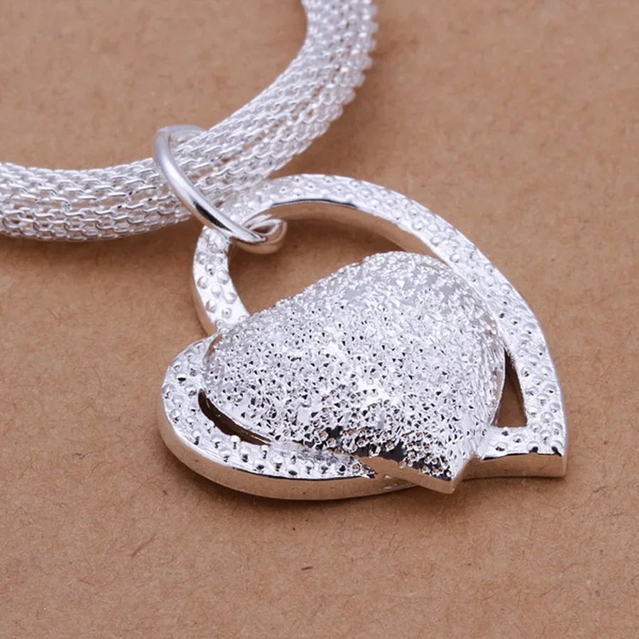 925 Sterling Silver Necklace Gorgeous Charm Fashion  Heart Wedding Lady Love for Women Noble Luxury 18 Inches 45cm Jewelry - Uknowucme