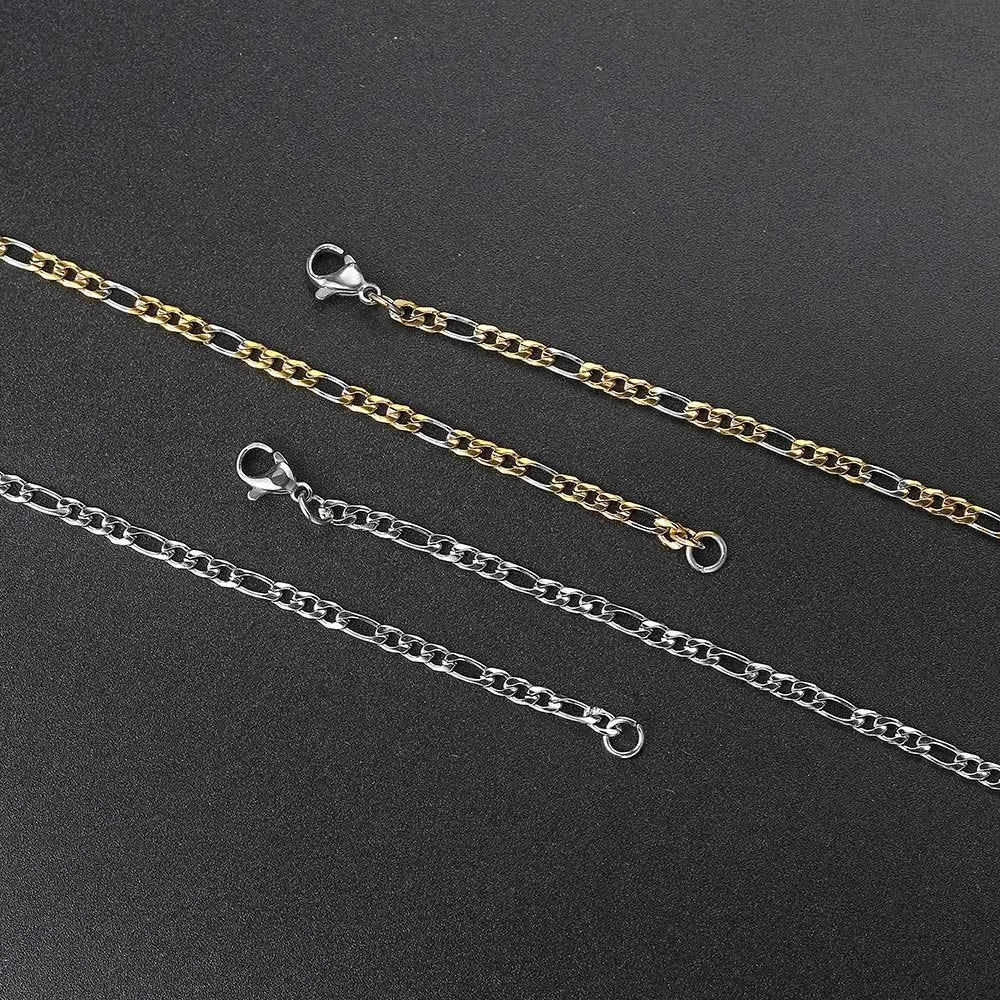 Men 's Figaro Chain Necklace Stainless Steel Minimalist 3mm 60cm Gold Color Fashion New Hip Hop Jewelry Gift Collar Hombres - Uknowucme