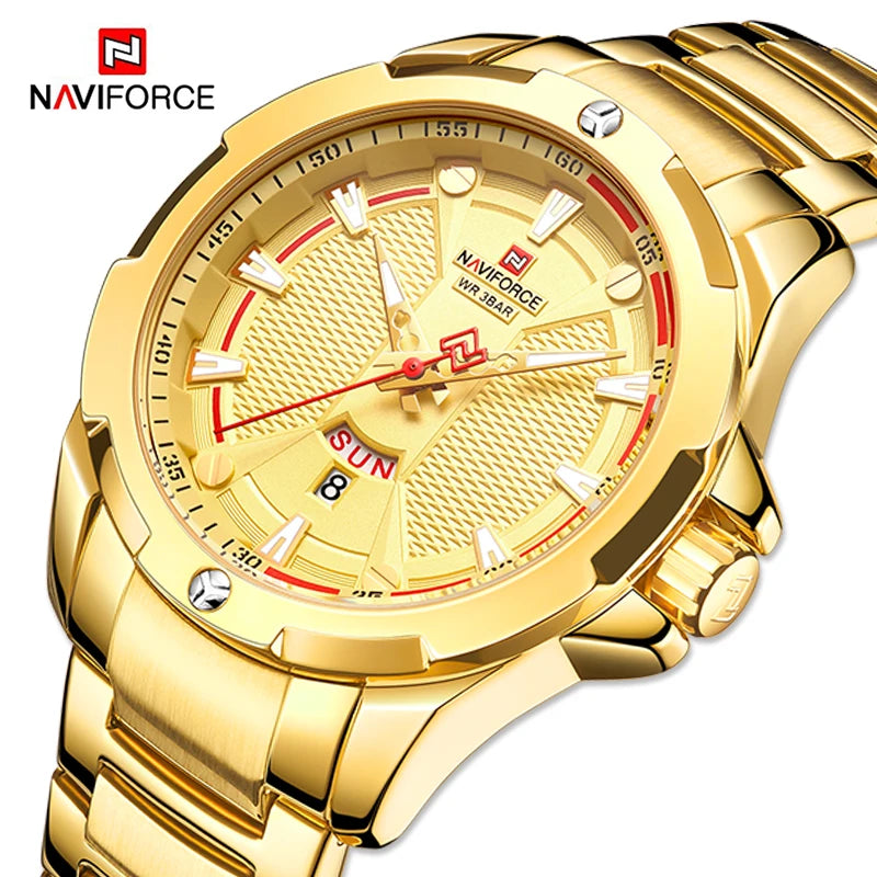 NAVIFORCE Men Luxury Wrist Watch Waterproof Business Male Watches Stainless Steel Casual Quartz Calendar Clock Relogio Masculino - Uknowucme