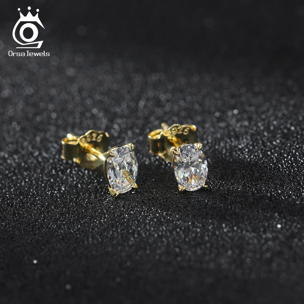 ORSA JEWELS Exquisite 925 Sterling Silver Zircon Earrings for Women Shiny 8A Premium Cubic Zirconia Earrings Party Jewelry LZE03 - Uknowucme