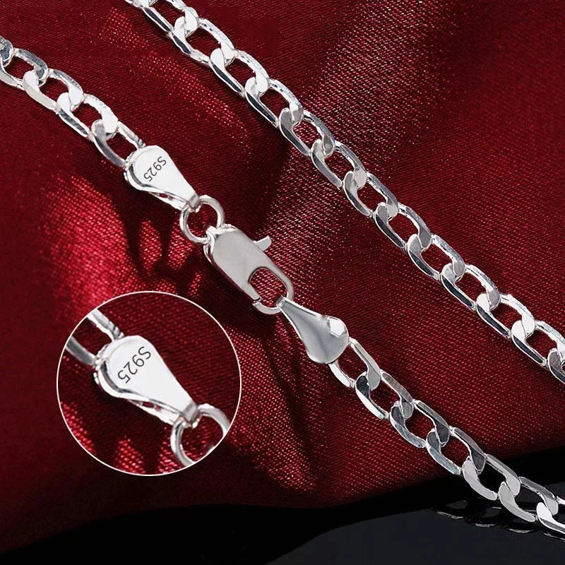 Wholesale Men's 925 Sterling Silver Necklace 2/4/6/8/10/12MM 40-75cm Chain Lobster Clasp Man Boy Women Engagement Jewelry - Uknowucme