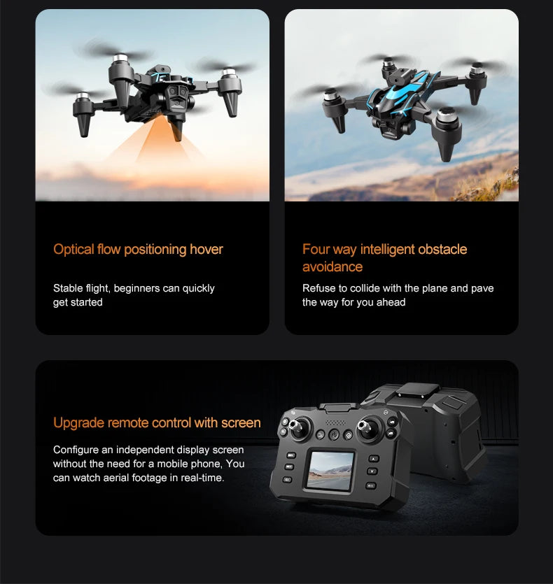 Drone New Upgrade with Screen Remote Control K12 MAX 8K HD Mini Dron Obstacle Avoidance Brushless Aerial UAV FPV Quadcopter Toys