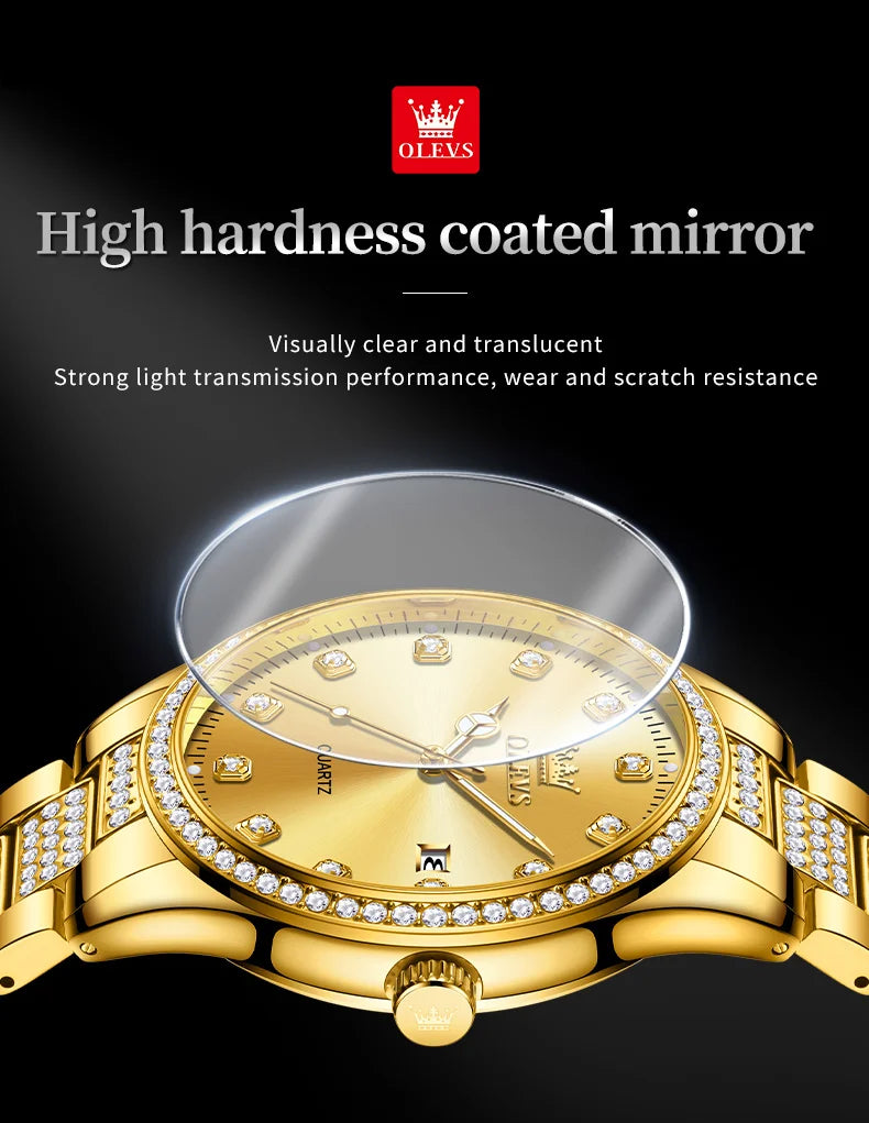 OLEVS Original Fashion Quartz Watch for Men Stainless Steel Waterproof Calendar Luminous High Quality Fashion Wrist Watch Men - Uknowucme