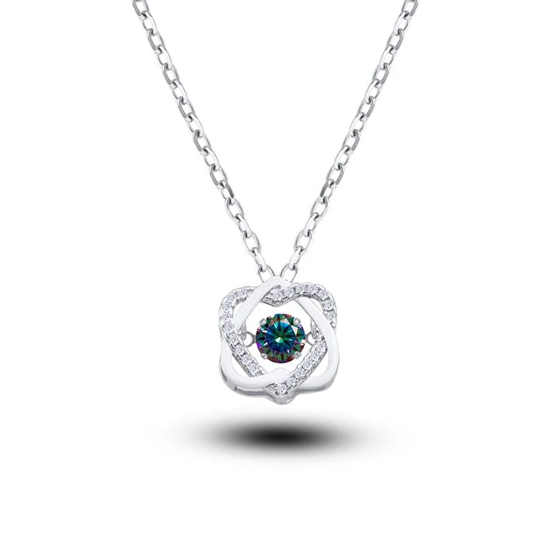 Moissanite Necklace For Women 100% Sterling S925 Silver With White Gold Plated Lab Diamond Jewelry Wedding Pendant with O-chain - Uknowucme