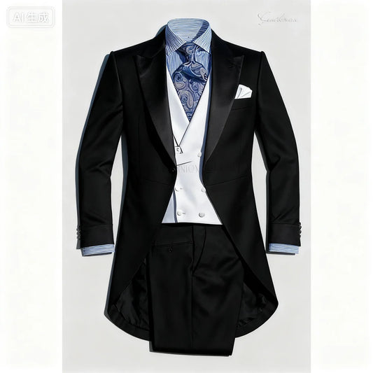 Men's Formal Terno Fino Adjusted Smoking Suit 3-Piece Blazer Jacket Vest Pants Wedding Groomsmen's Suit Negocios Traje - Uknowucme