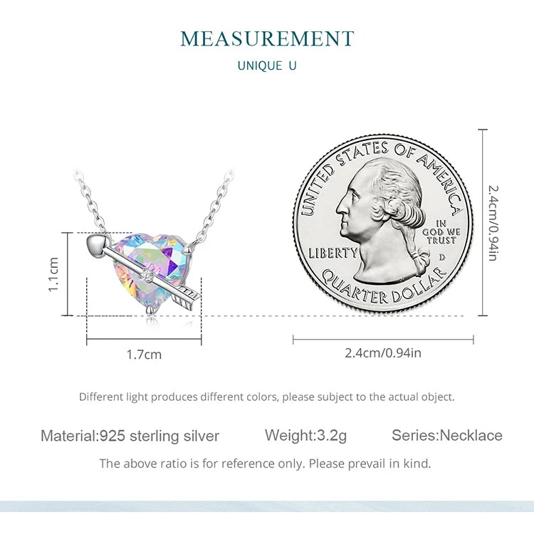 WOSTU 925 Sterling Silver Original Zircon Love Necklace Adjustable Neck Chain Cupid Arrow Heart Pendant For Women Jewelry Gift - Uknowucme