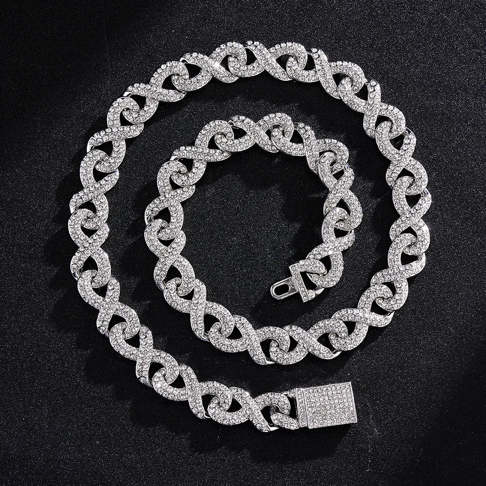 2023 New High Quality 15mm Iced Out Bling Micro Paved Cz Symbol Cuban Link Chain Choker Necklace Hip Hop Jewelry  For Boy Men - Uknowucme