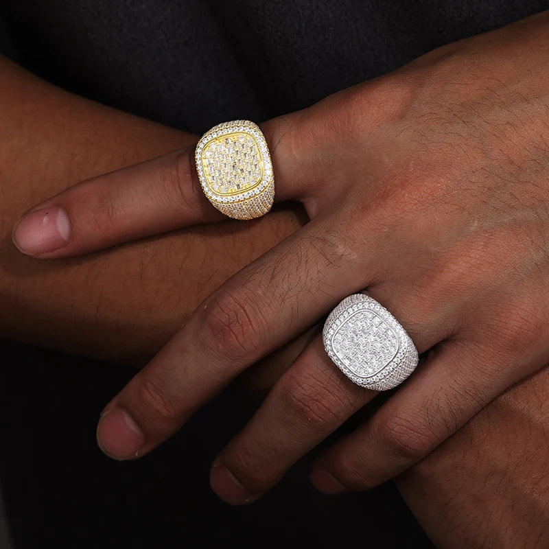 Unisex Classic Moissanite 925 Ring Men Men Hip Hop Jewelry Pave Setting Ring Fashion Rock Gift - Uknowucme