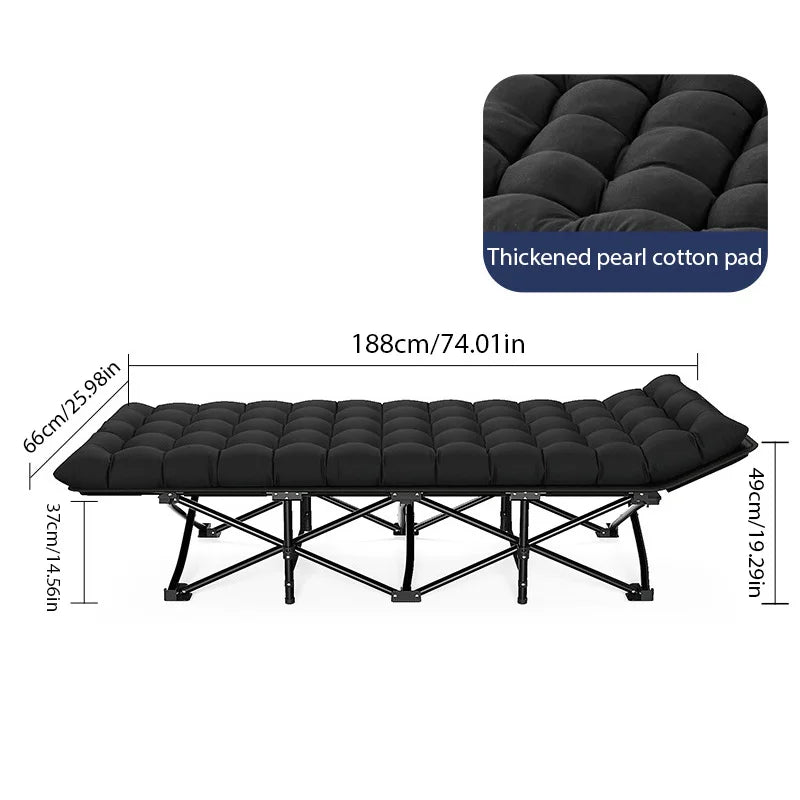 Outdoor Camping Folding Bed Single-Person Office Lunch Break Nap Bed with Soft Mattress Portable Recliner Garden Lounger Beds