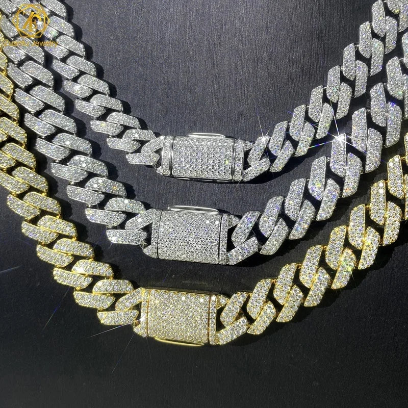 Selling Gold Plated Vvs Moissanite Cuban Link Necklace Hiphop Style Round Brilliant Cut S925 Silver Fine Bracelet Jewelry - Uknowucme