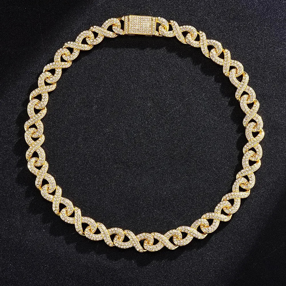 2023 New High Quality 15mm Iced Out Bling Micro Paved Cz Symbol Cuban Link Chain Choker Necklace Hip Hop Jewelry  For Boy Men - Uknowucme