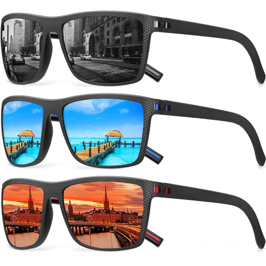 2Pack Sunglasses Men Polarized Sun glasses for Womens Trendy Retro Mirror Lens for Driving Fishing UV400 Protection - Uknowucme