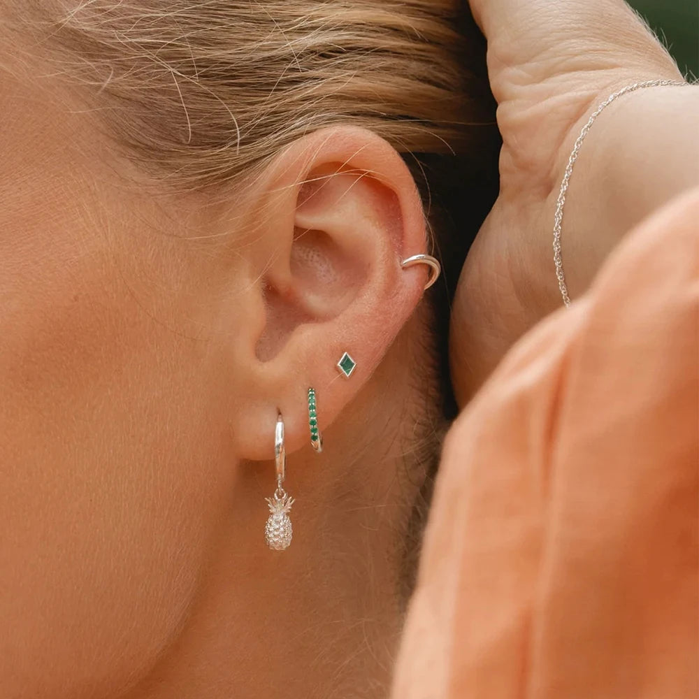 ROXI INS Creative Pineapple/Sunflowers Pendant Hoop Earrings for Women Sterling Silver 925 Jewelry Pendientes plata серьги - Uknowucme