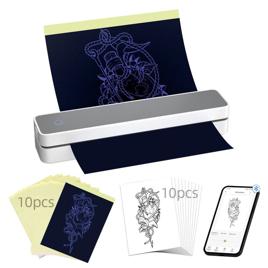 K200 Wireless Tattoo Transfer Printer Bluetooth Thermal Mobile With 10pcs Tattoo Transfer Paper Printer Portable Higher Clarity - Uknowucme