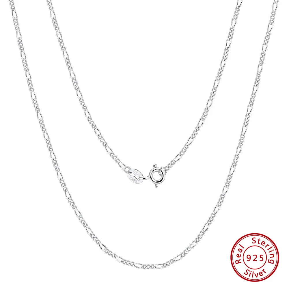 ORSA JEWELS 14K Gold 925 Sterling Silver Diamond-Cut Figaro Link Chain Necklace for Women Classic Necklace Party Jewelry SC27 - Uknowucme