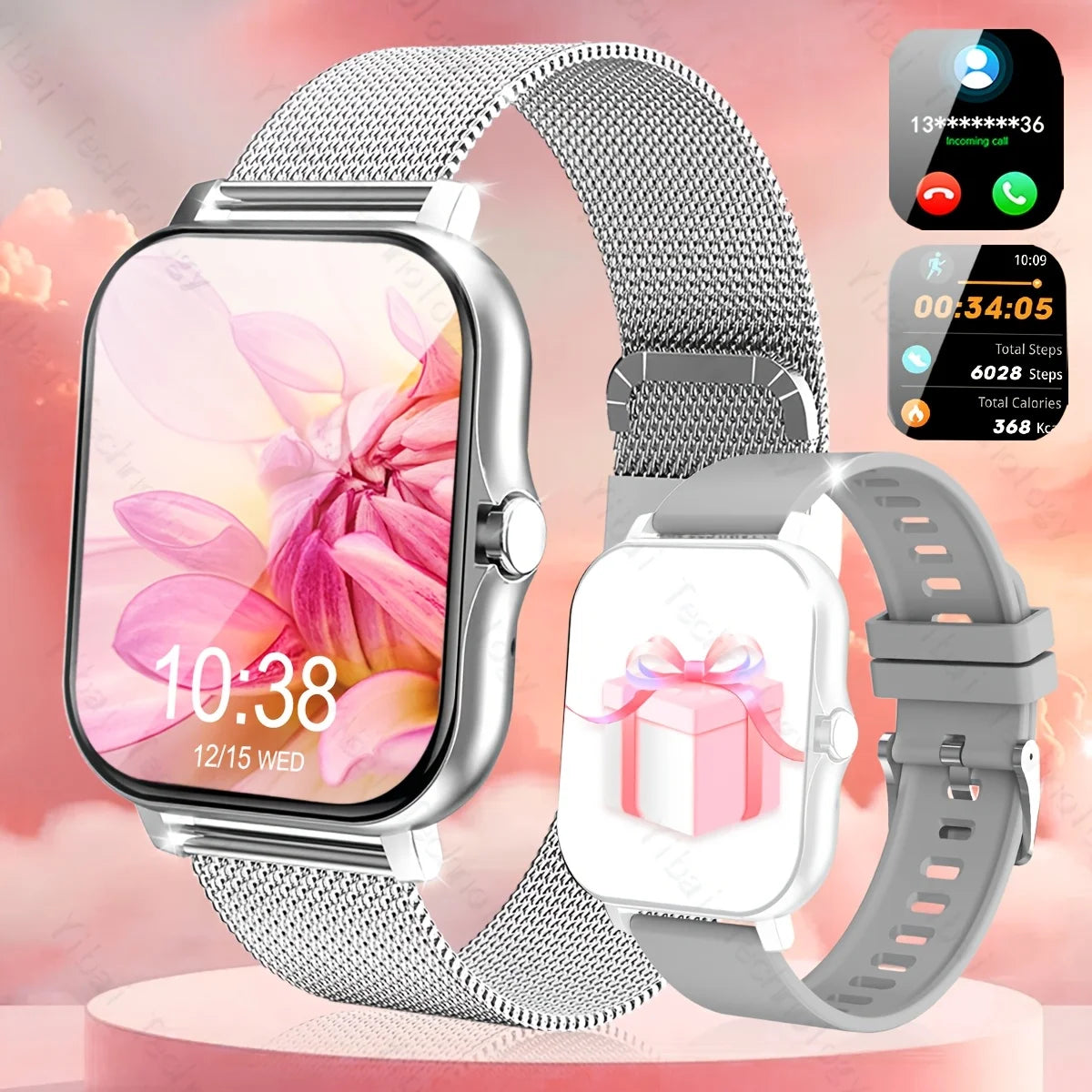 Fashion Smart Watch, Equipped with 1.83-inch HD Display, Wireless Call and Voice Assistant-fitness Tracker, USB Charging.