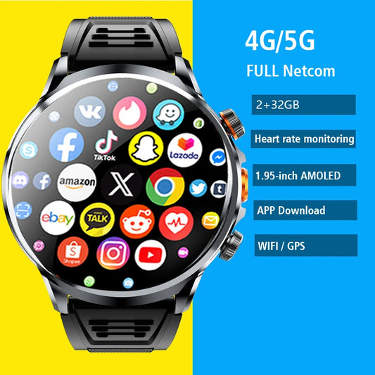 2025 NEW Smart Watch 4G Android 1.95 inch IPS 360*360 Screen With 200W Camera GPS WIFI 32GB ROM Smartwatch With 1100Mah Battery - Uknowucme