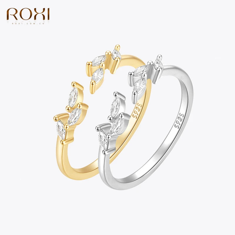 ROXI 925 Sterling Silver Shine Geometric White Crystal Rings For Women Men Adjustable Wedding Engagement Jewelry bague femme - Uknowucme