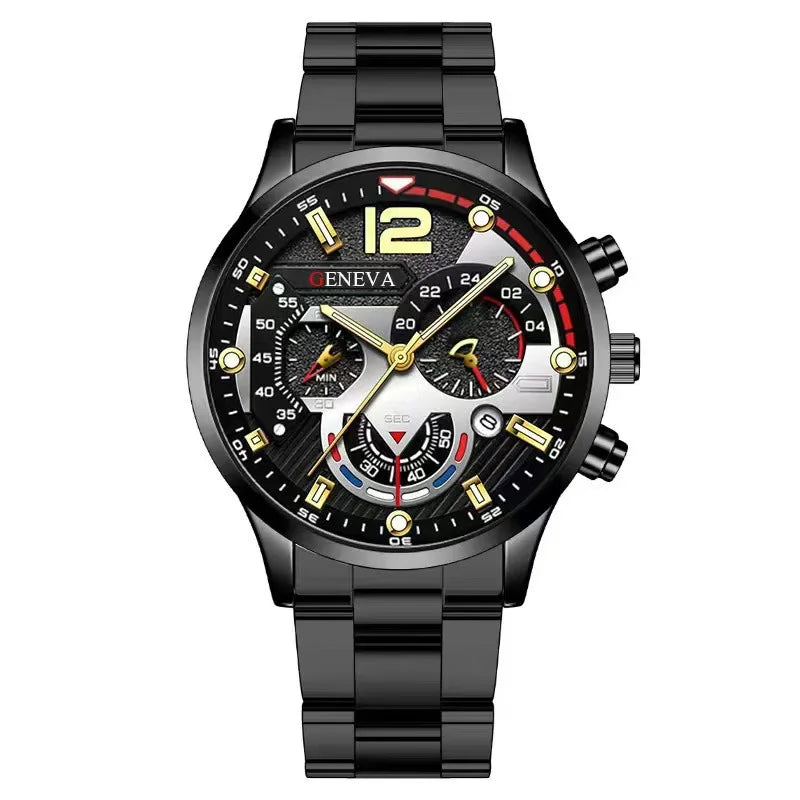 NEWFashion Mens Stainless Steel Watches Luxury Quartz Wristwatch Calendar Luminous Clock Men Business Casual Watch Reloj Hombre - Uknowucme