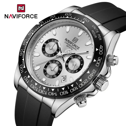 NAVIFORCE NF8054 Original Watches For Men Silicone Band Casual Sport Chronograph Luminous Wristwatch Relogio Masculino Male Gift - Uknowucme