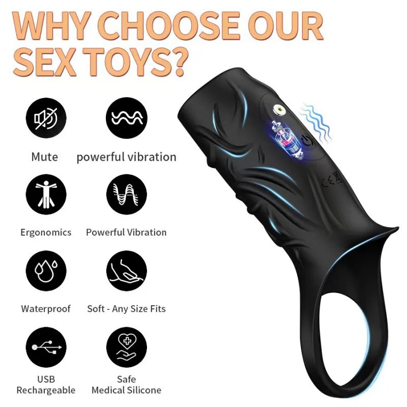 Vibrating men's penis set, fine-locking set vibrator penis erection testicles G-spot irritating toy shared fun for men and women