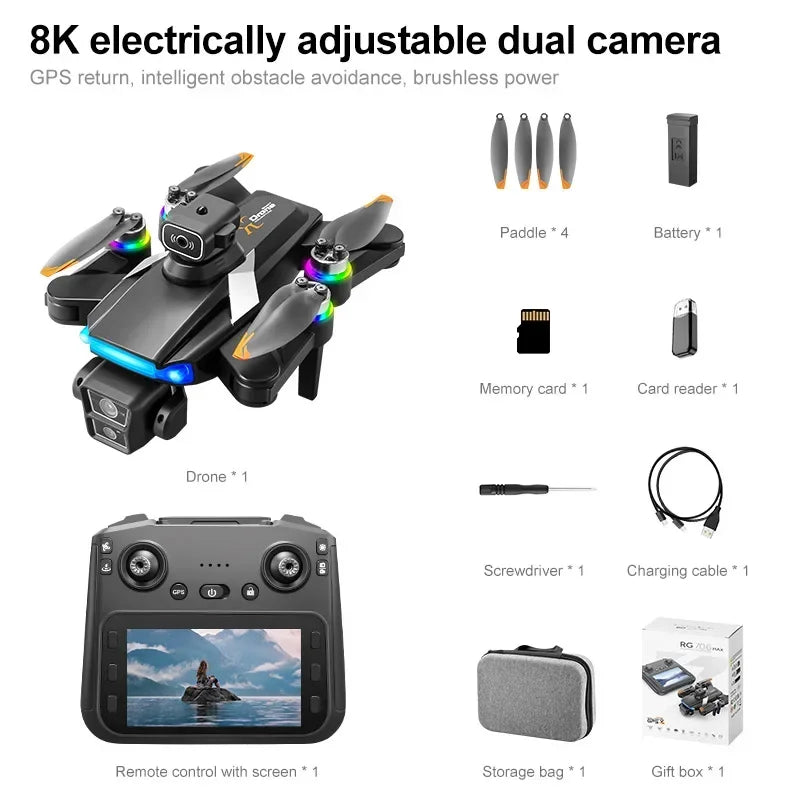 RG706 MAX Drone With 4.5-inch Screen Control,Brushless 360 Obstacle Motor,GPS, Obstacle Avoidance,HD Aerial Photography UAV