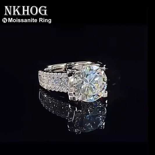Real 2 Carat 8mm Moissanite Wedding Ring For Women 925 Sterling Silver Band D Color VVS Diamond Engagement Fine Jewelry With Gra - Uknowucme