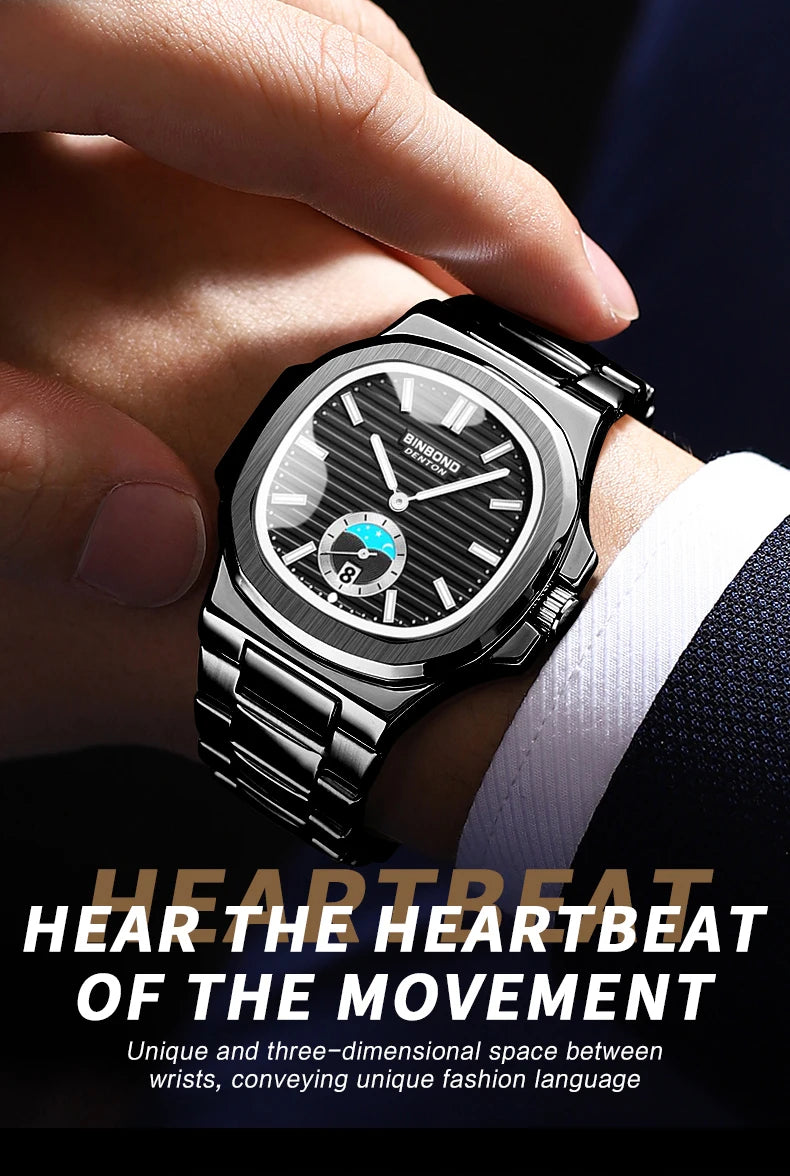 BINBOND Luxury Men Wristwatch Business Waterproof Luminous Date Man Watch Stainless Steel Men's Quartz Watches Relogio Masculino - Uknowucme