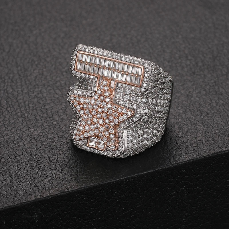 TUHE Unisex Custom letter Ring 925 Silver Skeleton Moissanite Iced Out Hip Hop Rings For Men Hip Hop Jewelry Gifts - Uknowucme