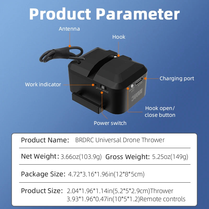 BRDRC Airdrop System for DJI Mini 4K/Mini 4 Pro/Air 3/Mini 3 Pro/Mavic 3/Mavic Pro Drone Thrower Fishing Life Rescue Send Gift - Uknowucme