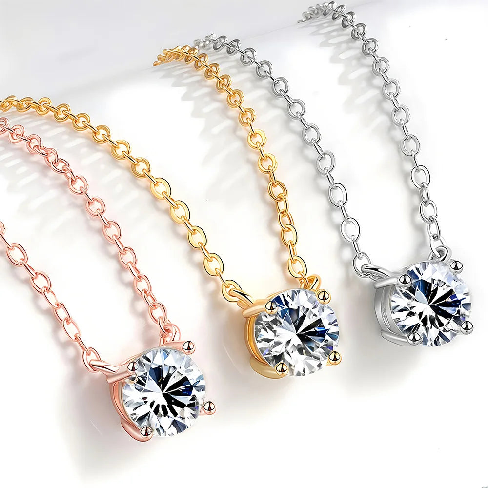 Classic Women's Moissanite Diamond Necklace  Simple Original 925 Sterling Silver Jewelry  premium Clavicle ChainFor women - Uknowucme