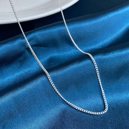 925 Sterling Silver 2MM 40-75cm Side Chain Necklace Men Women Charm Wedding Party Gift Jewelry Christmas Accessories - Uknowucme