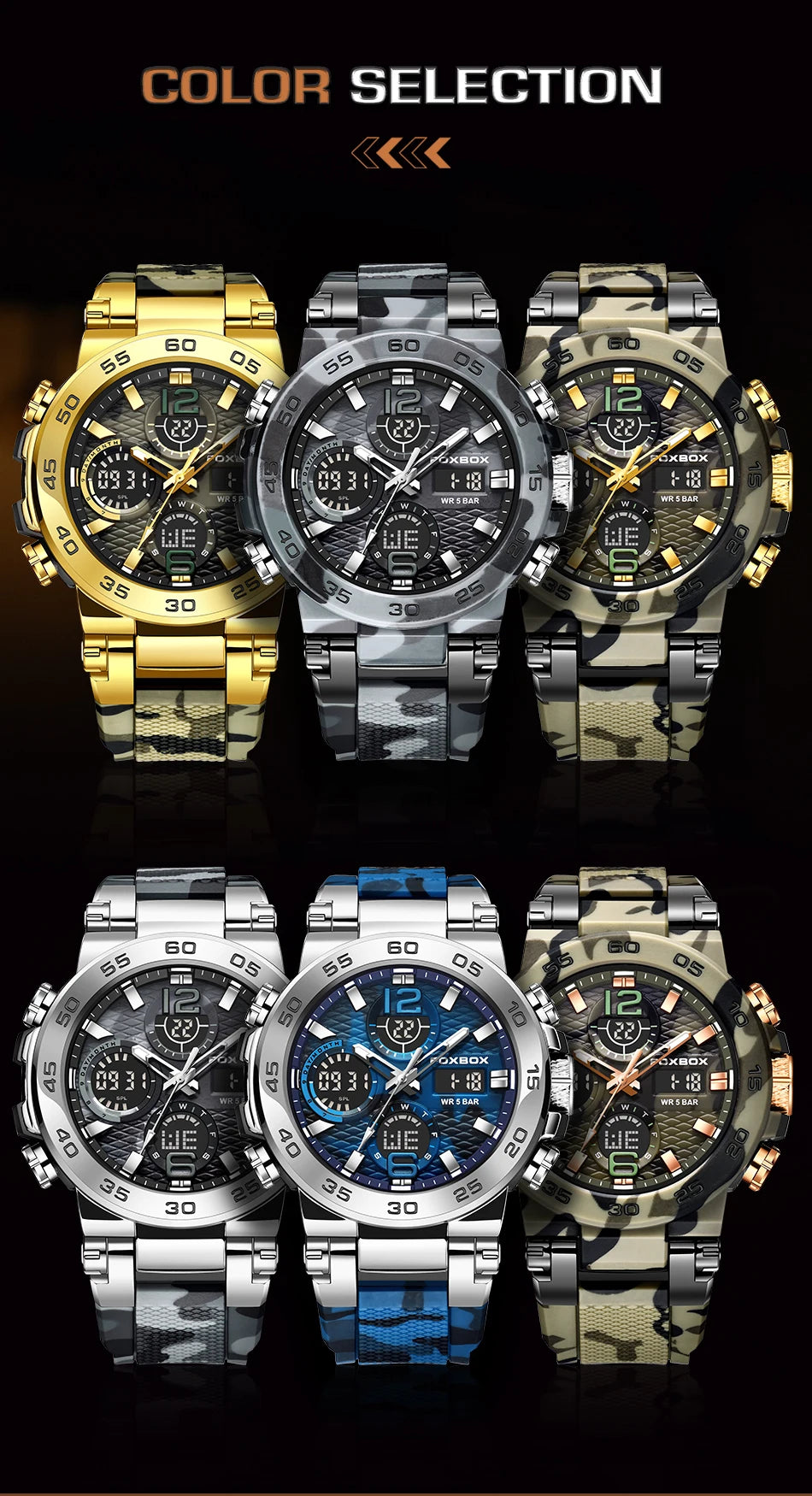 FOXBOX Military Digital Watch for Men Camouflage Waterproof Wristwatch Mens Shockproof Sport Quartz Tactical Clock Montre Homme - Uknowucme