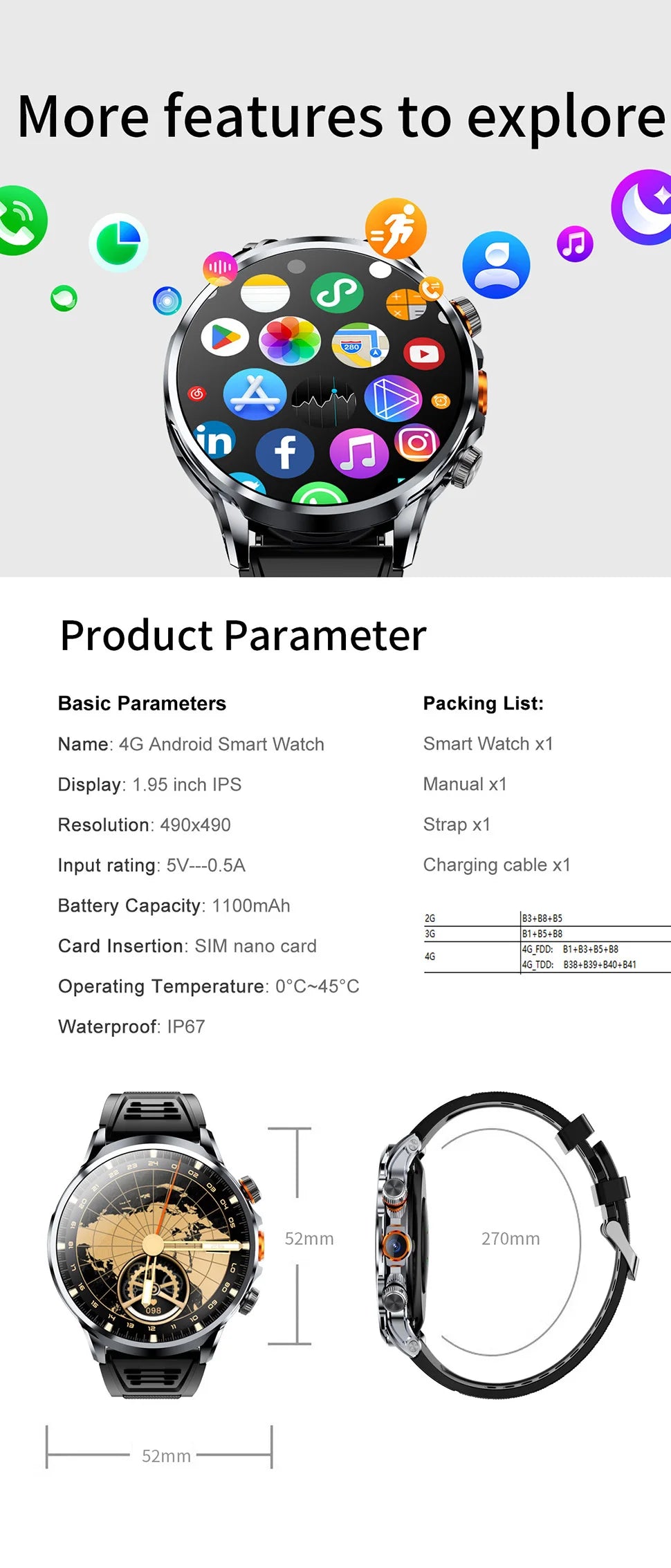 2025 NEW Smart Watch 4G Android 1.95 inch IPS 360*360 Screen With 200W Camera GPS WIFI 32GB ROM Smartwatch With 1100Mah Battery - Uknowucme